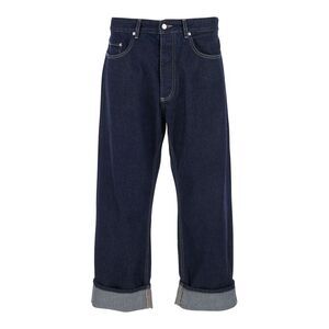 Icon Denim Men 'Ross' Blue 5-Pocket Jeans With Logo Patch In Cotton Denim Man